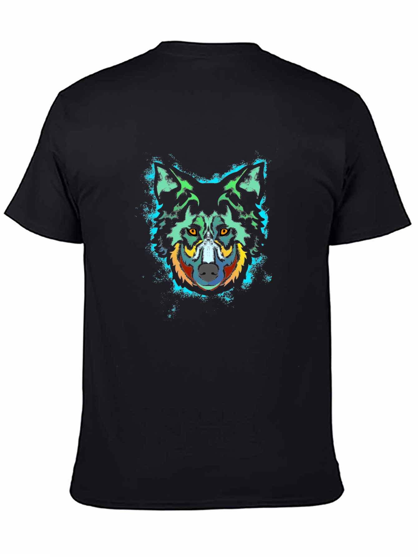 Wolf Graphic Print Crew Neck Black T-Shirt