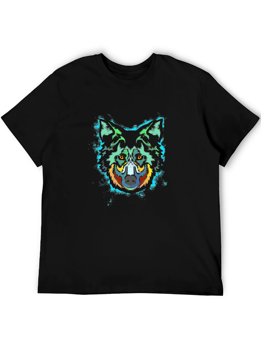 Wolf Graphic Print Crew Neck Black T-Shirt