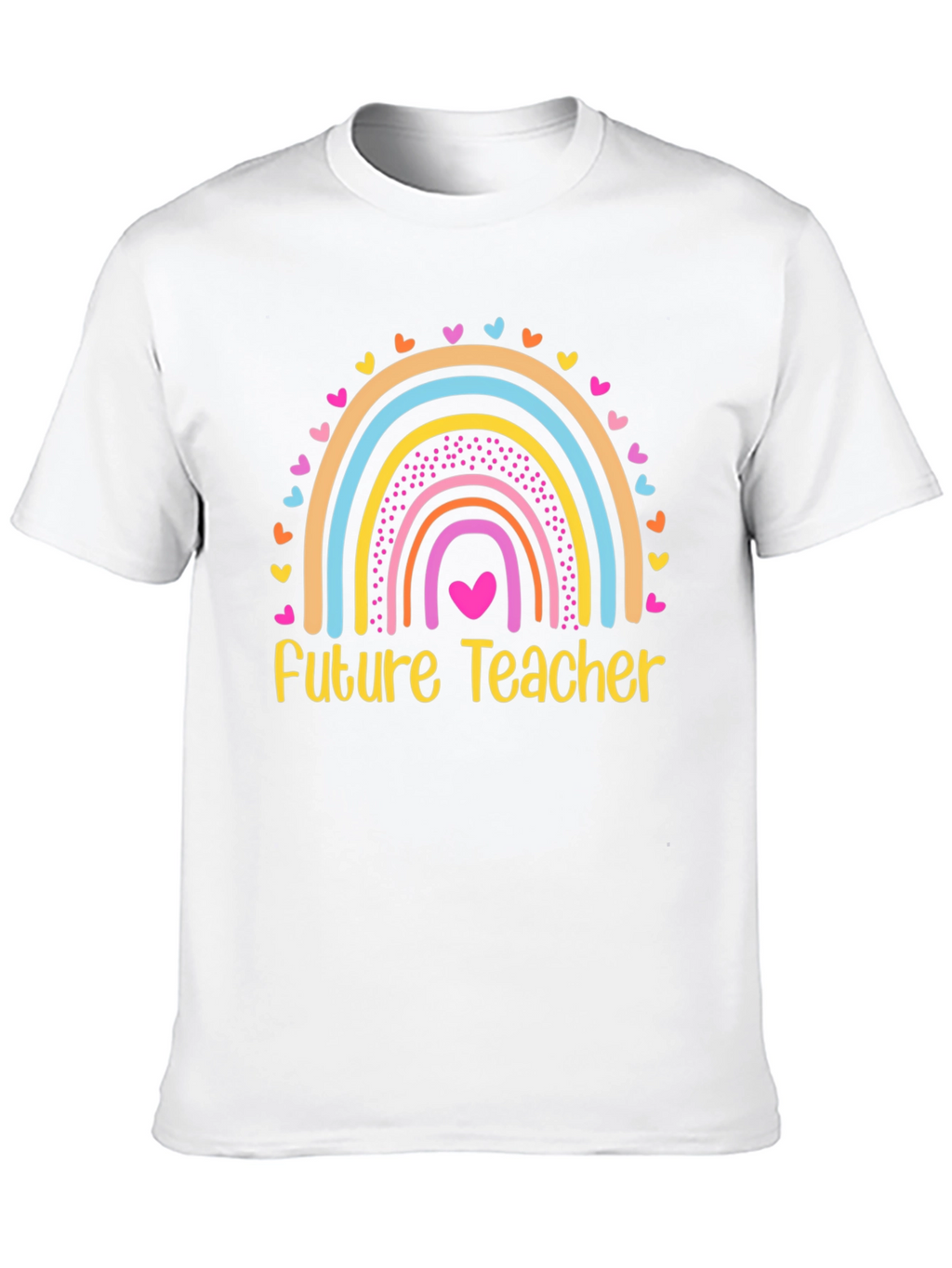 Future Teacher Rainbow Heart T-Shirt - Black Cotton Tee