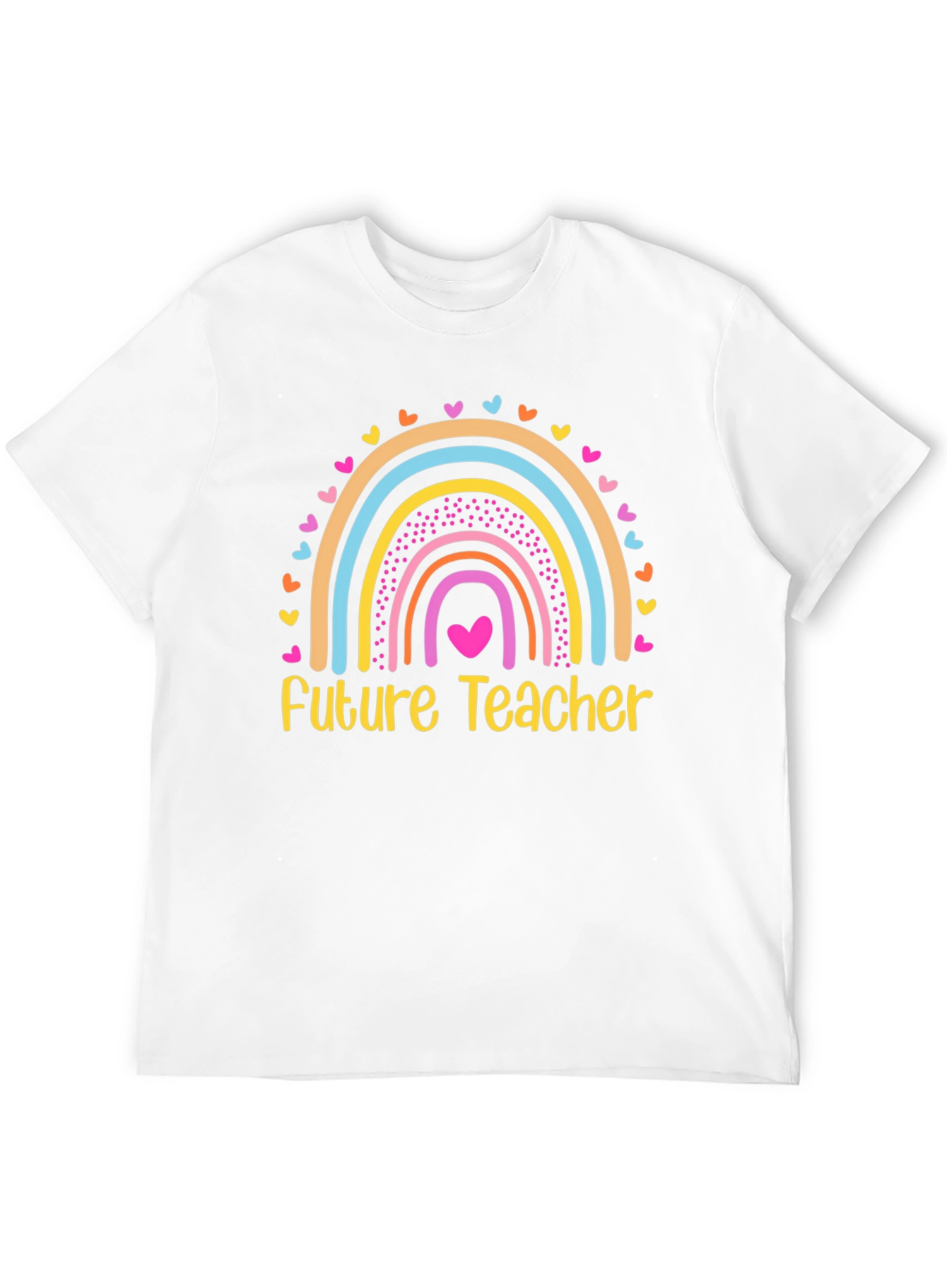 Future Teacher Rainbow Heart T-Shirt - Black Cotton Tee