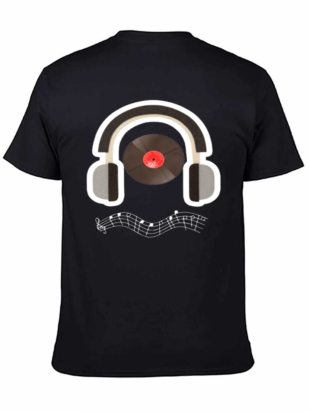 Music Lover T-Shirt: Headphones & Vinyl Design