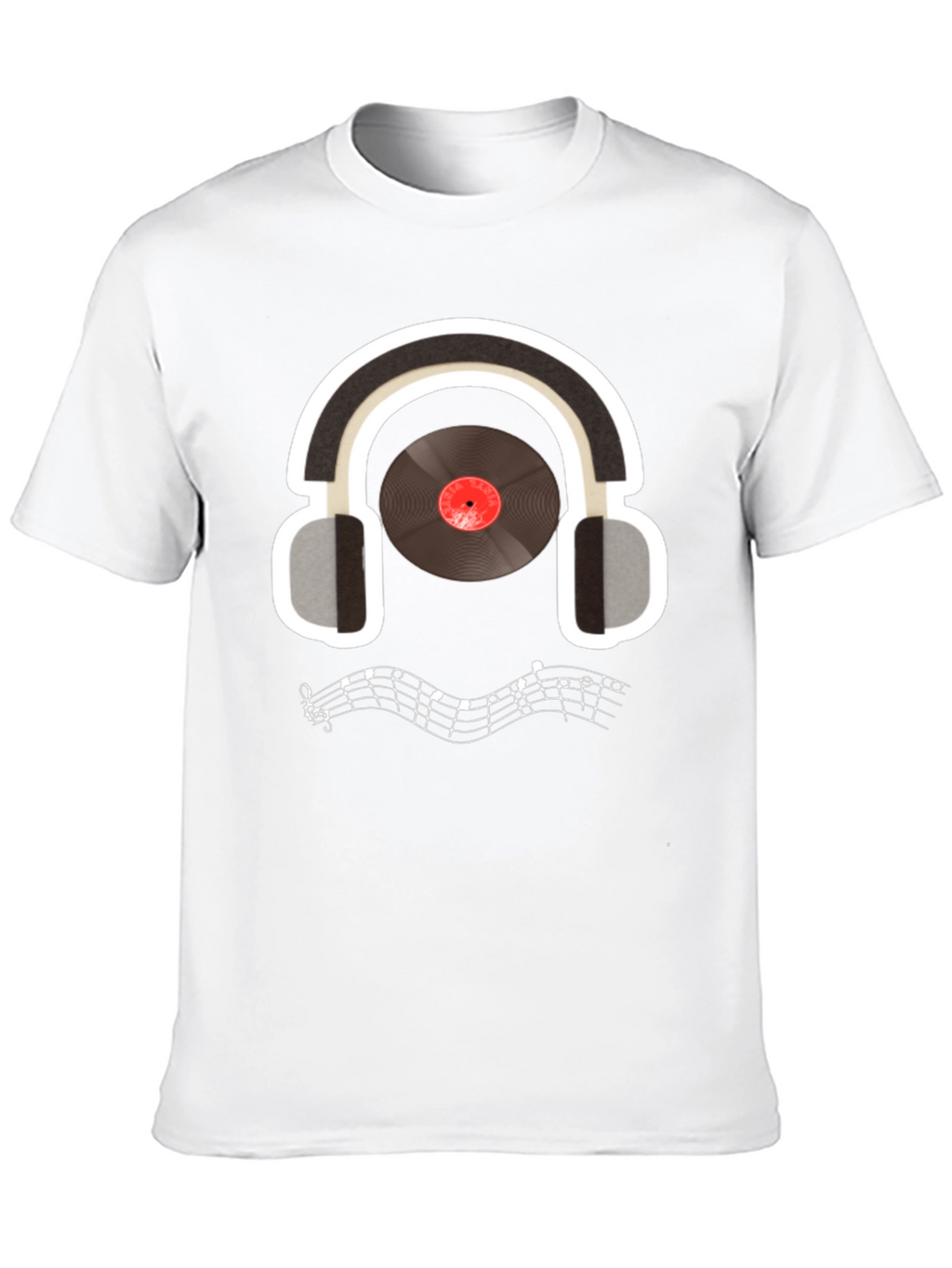 Music Lover T-Shirt: Headphones & Vinyl Design