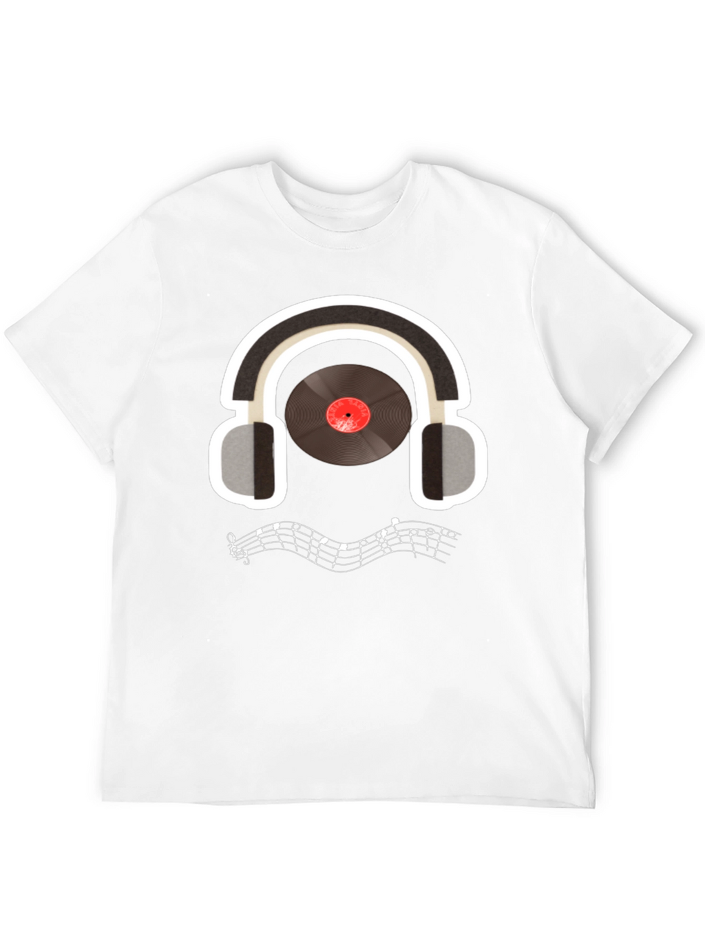 Music Lover T-Shirt: Headphones & Vinyl Design