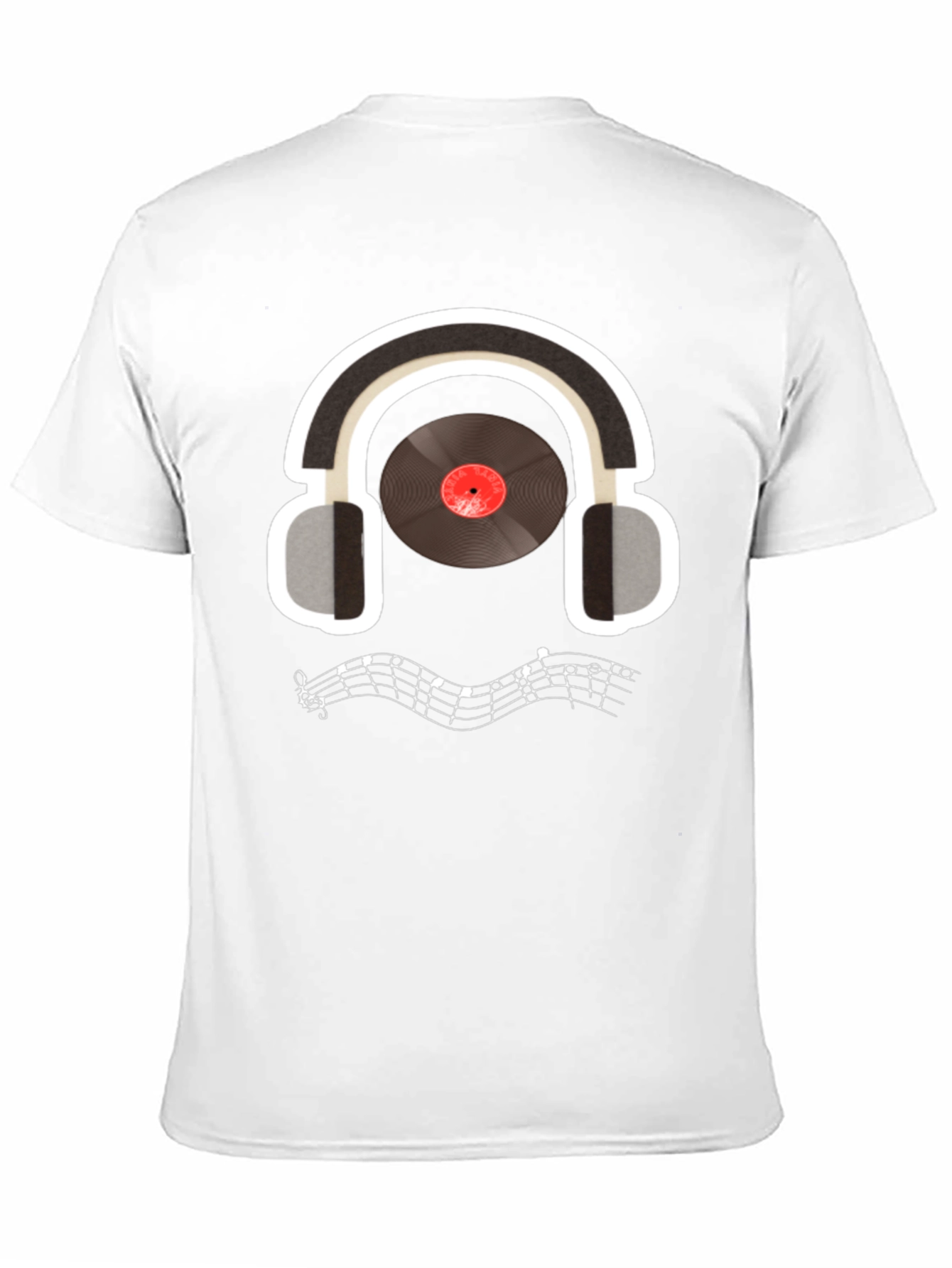 Music Lover T-Shirt: Headphones & Vinyl Design