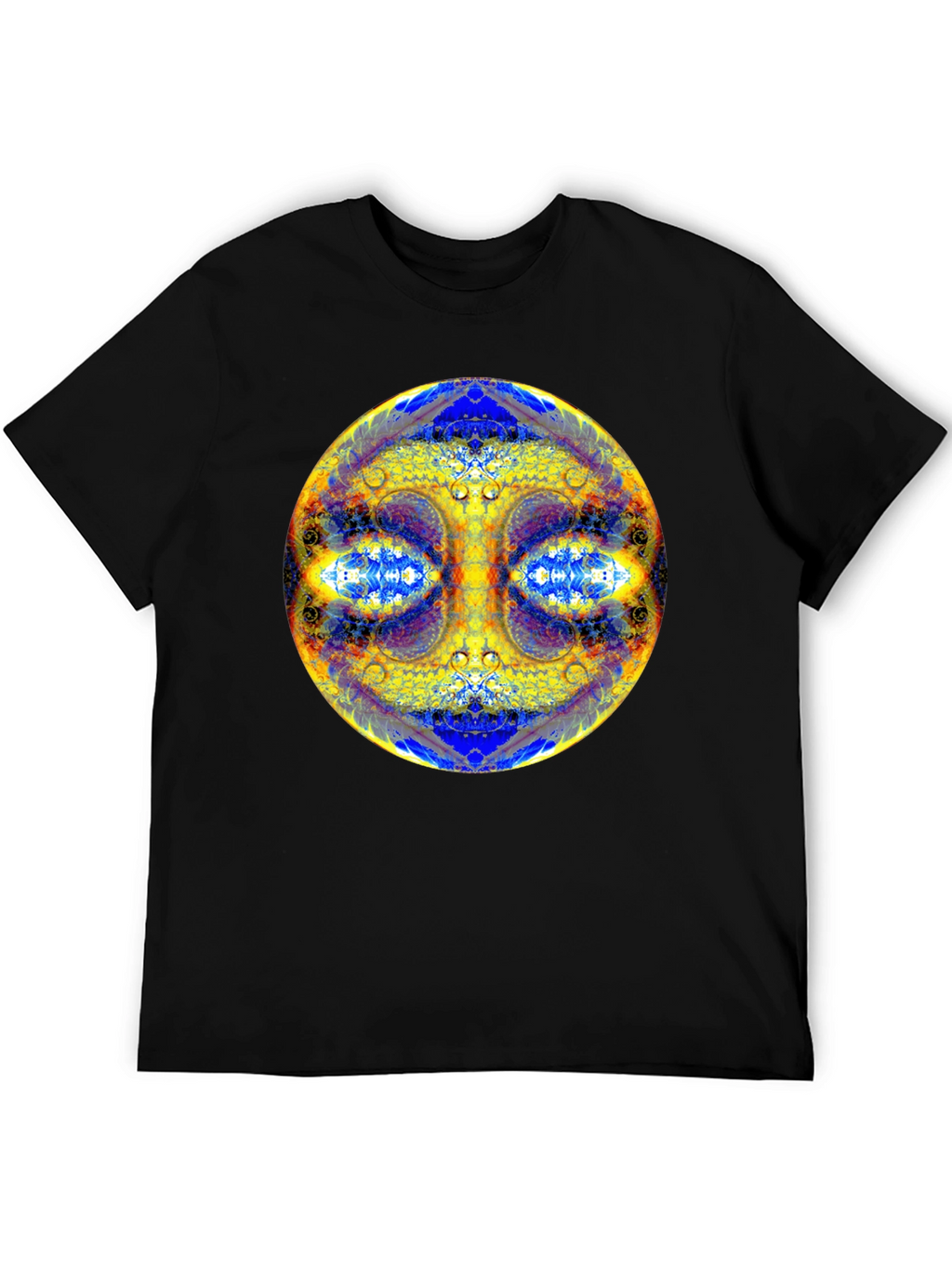 Psychedelic Mandala Graphic Tee - Black Cotton T-Shirt
