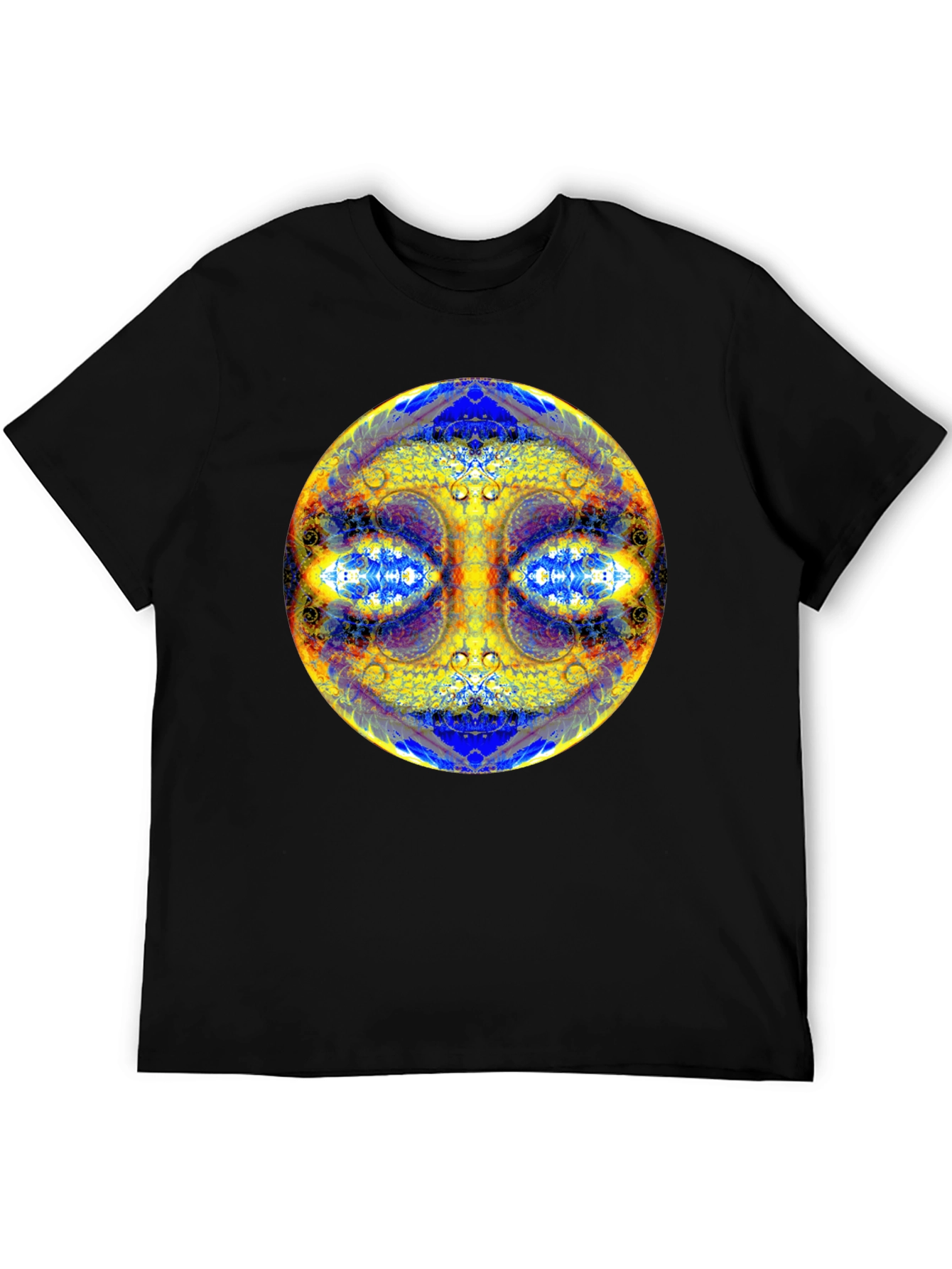 Psychedelic Mandala Graphic Tee - Black Cotton T-Shirt
