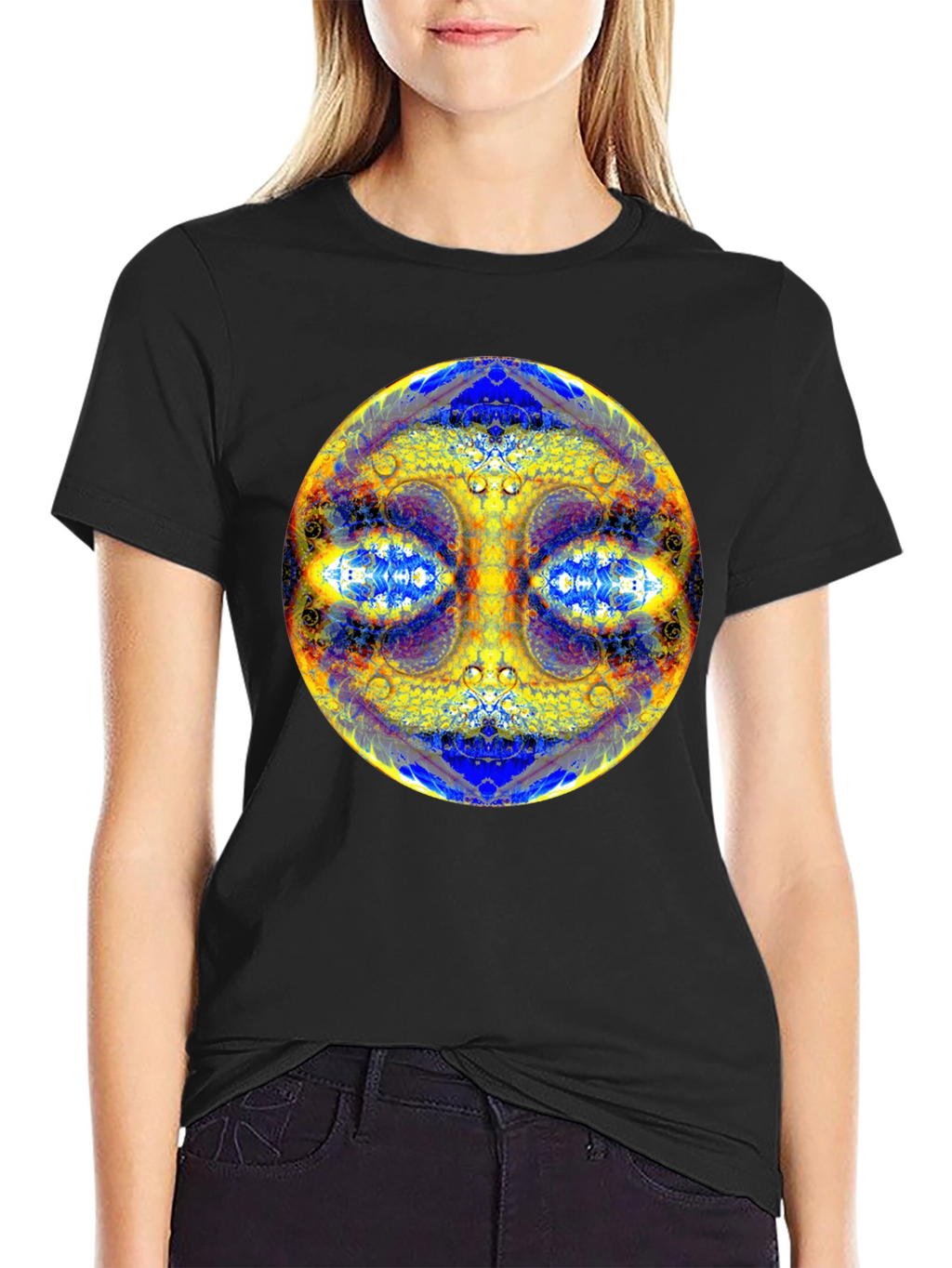 Psychedelic Mandala Graphic Tee - Black Cotton T-Shirt