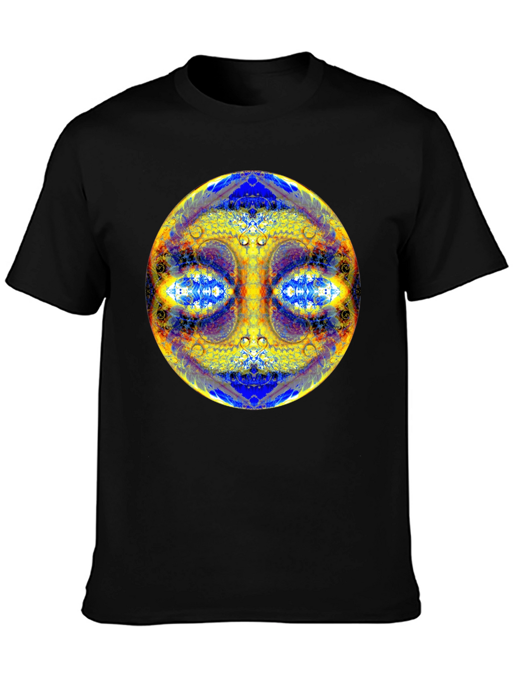 Psychedelic Mandala Graphic Tee - Black Cotton T-Shirt