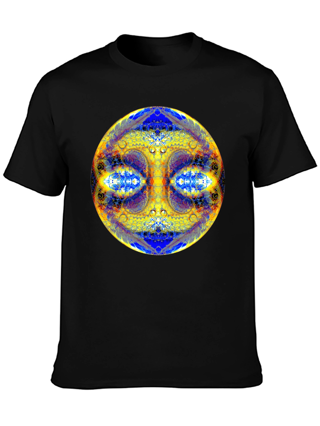 Psychedelic Mandala Graphic Tee - Black Cotton T-Shirt