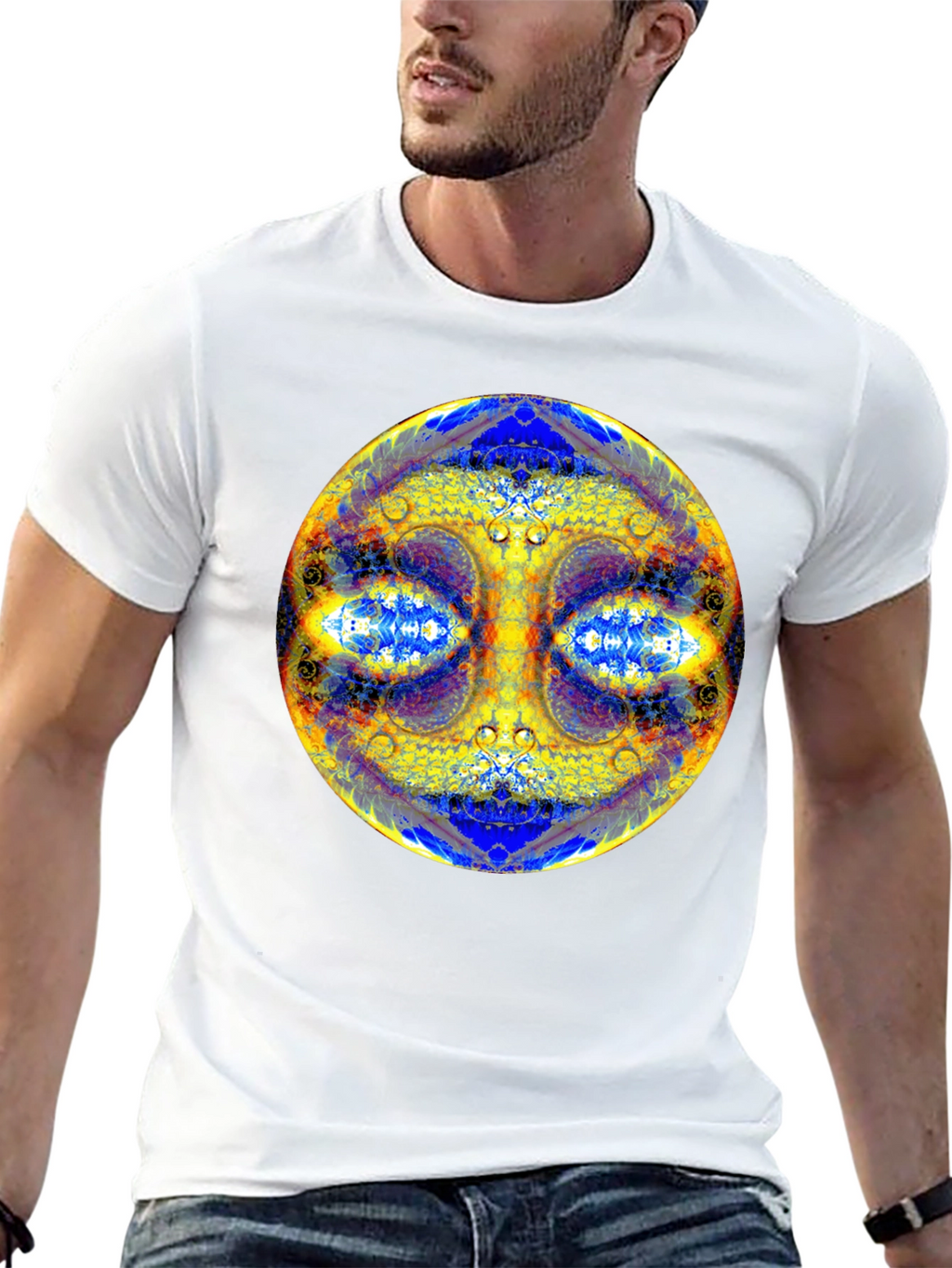 Psychedelic Mandala Graphic Tee - Black Cotton T-Shirt