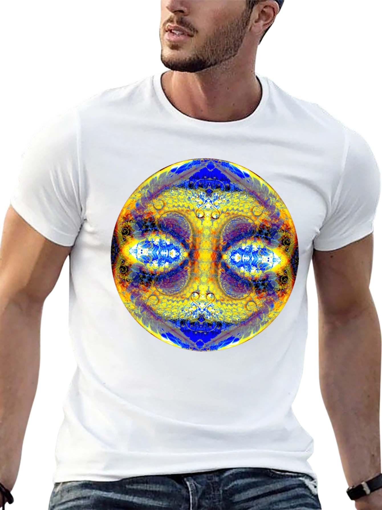 Psychedelic Mandala Graphic Tee - Black Cotton T-Shirt