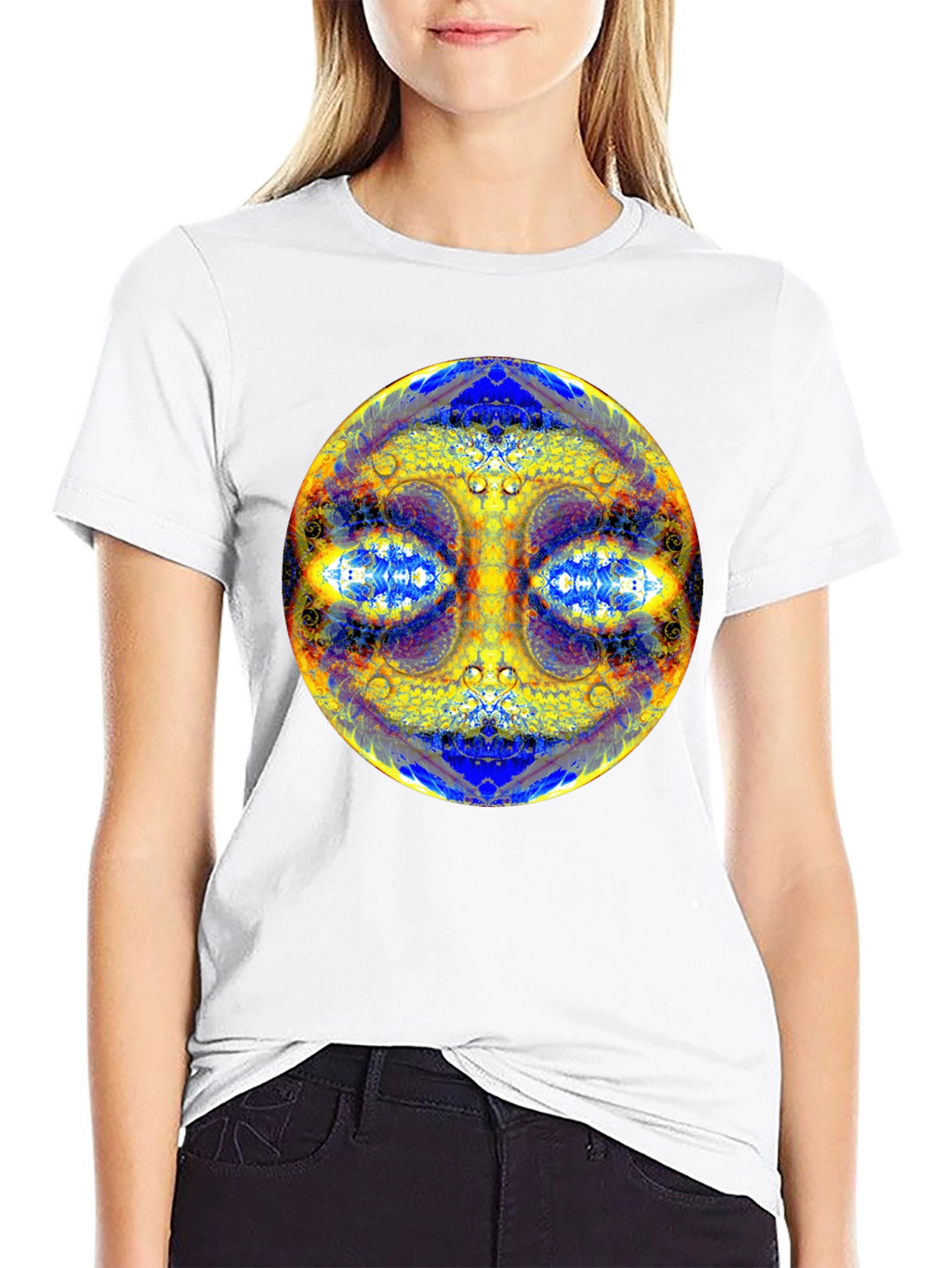 Psychedelic Mandala Graphic Tee - Black Cotton T-Shirt