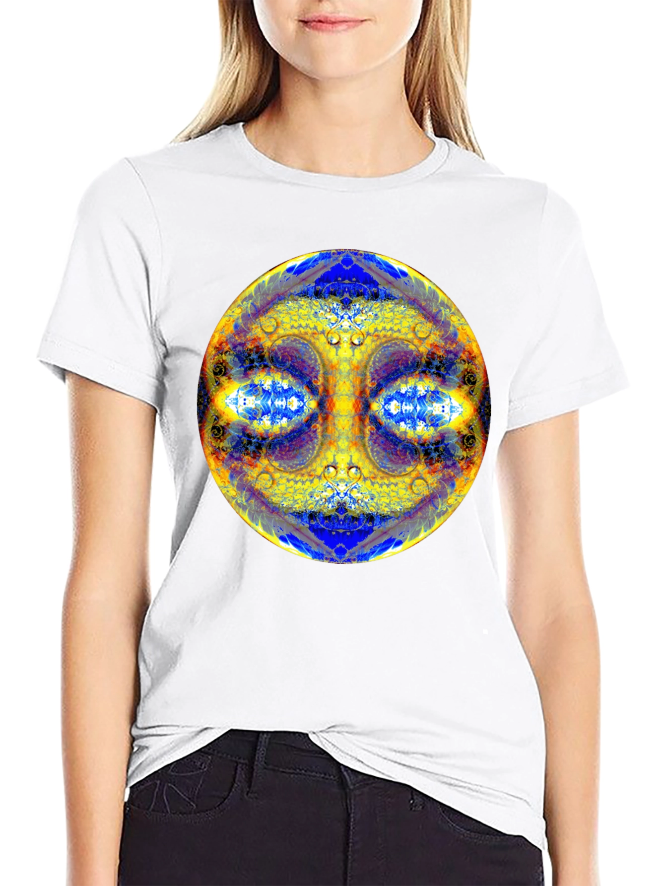 Psychedelic Mandala Graphic Tee - Black Cotton T-Shirt