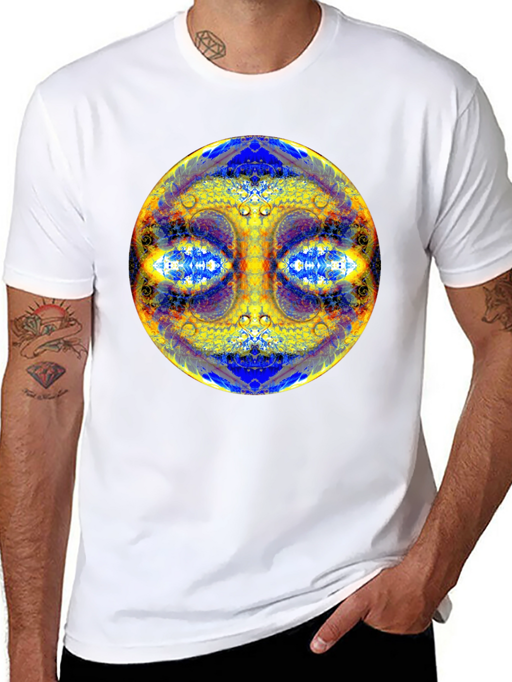 Psychedelic Mandala Graphic Tee - Black Cotton T-Shirt