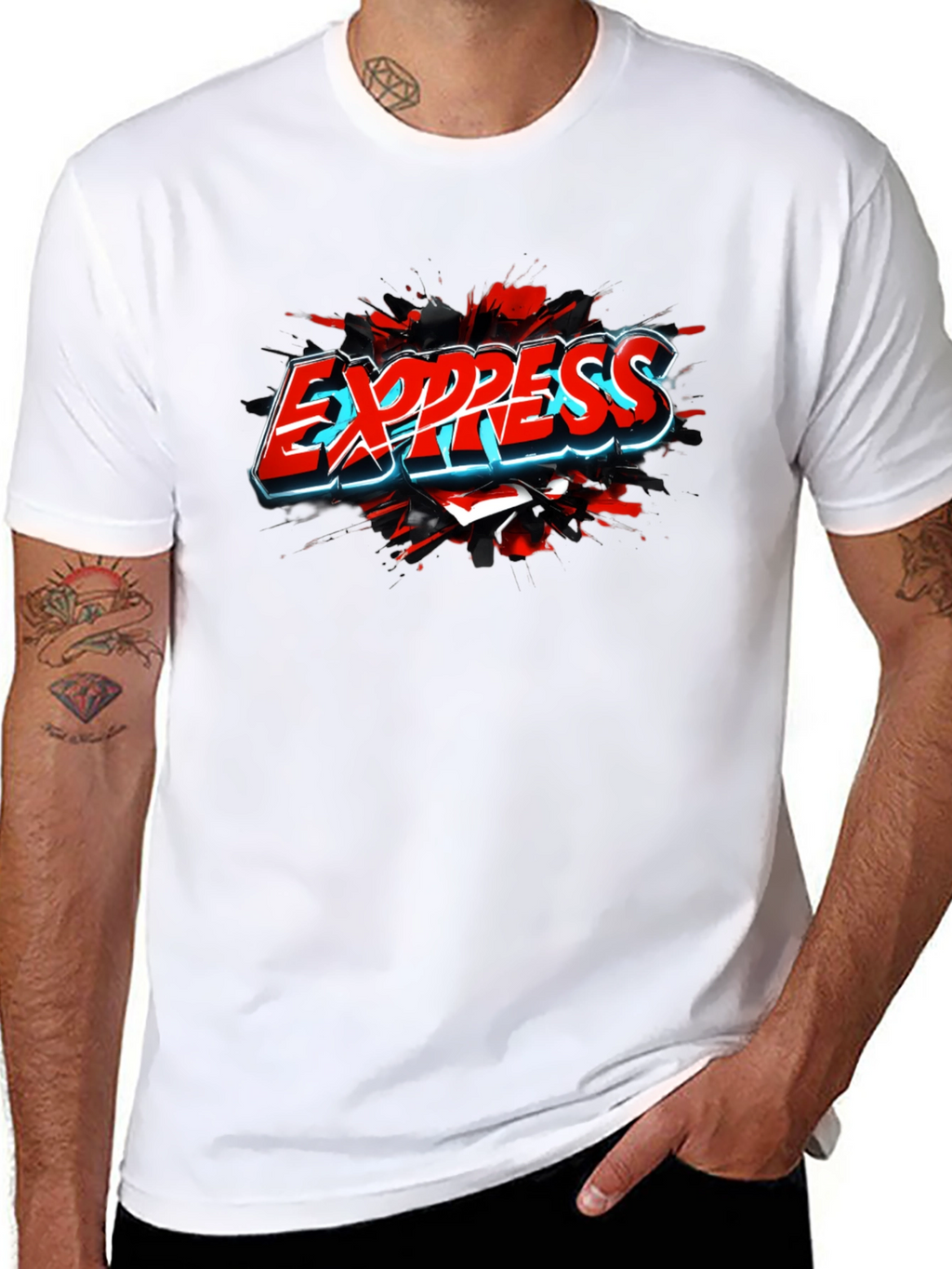 Express T-Shirt - Cool Graphic Print - Black