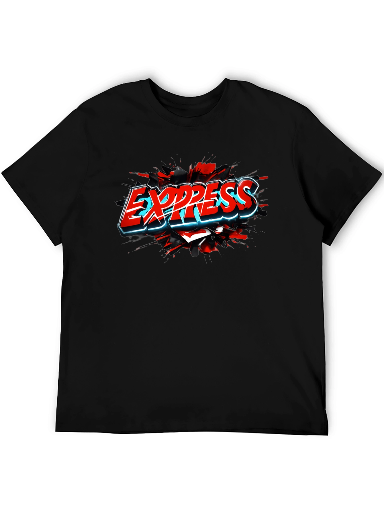 Express T-Shirt - Cool Graphic Print - Black