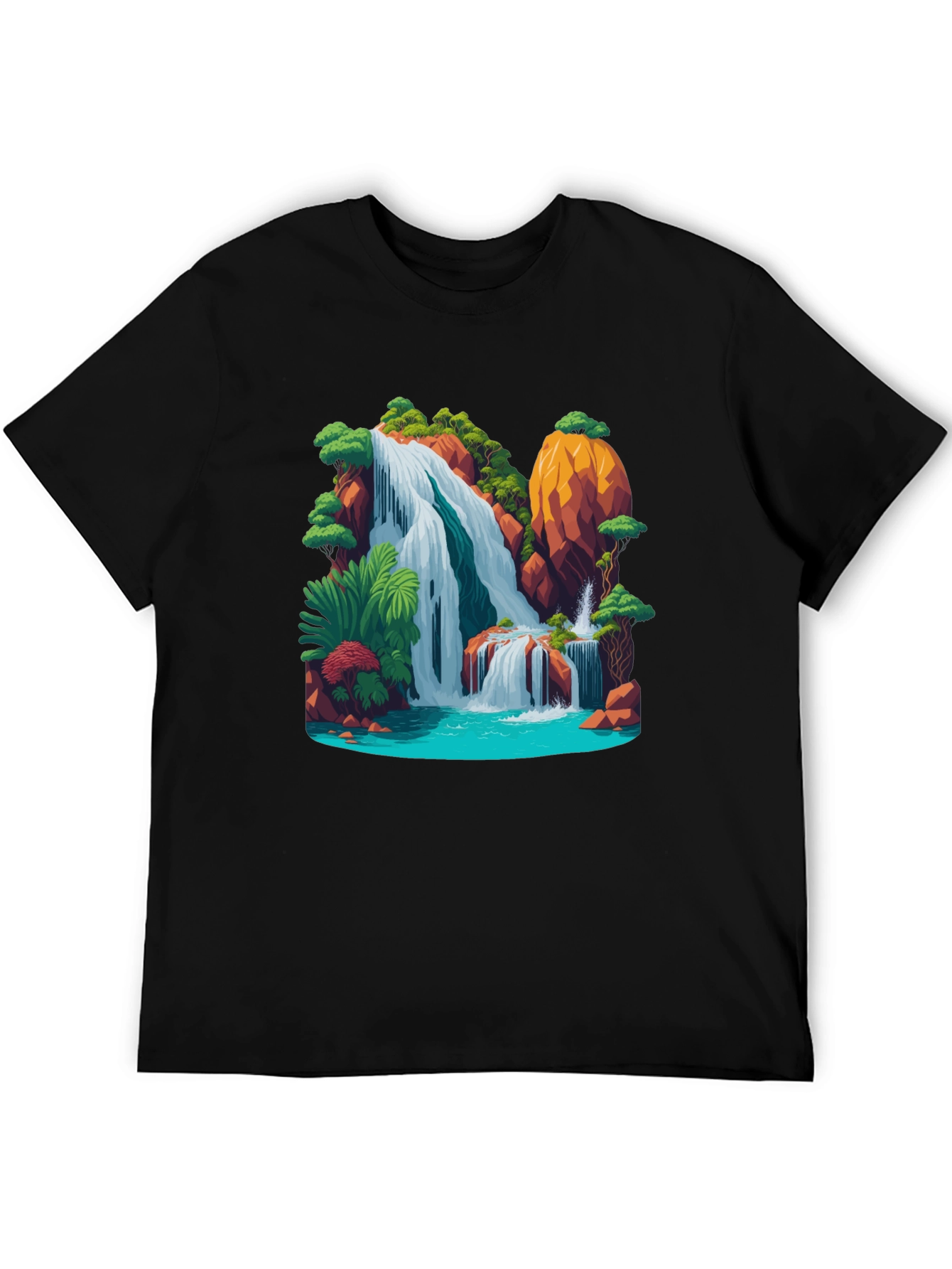Waterfall Graphic Black T-Shirt