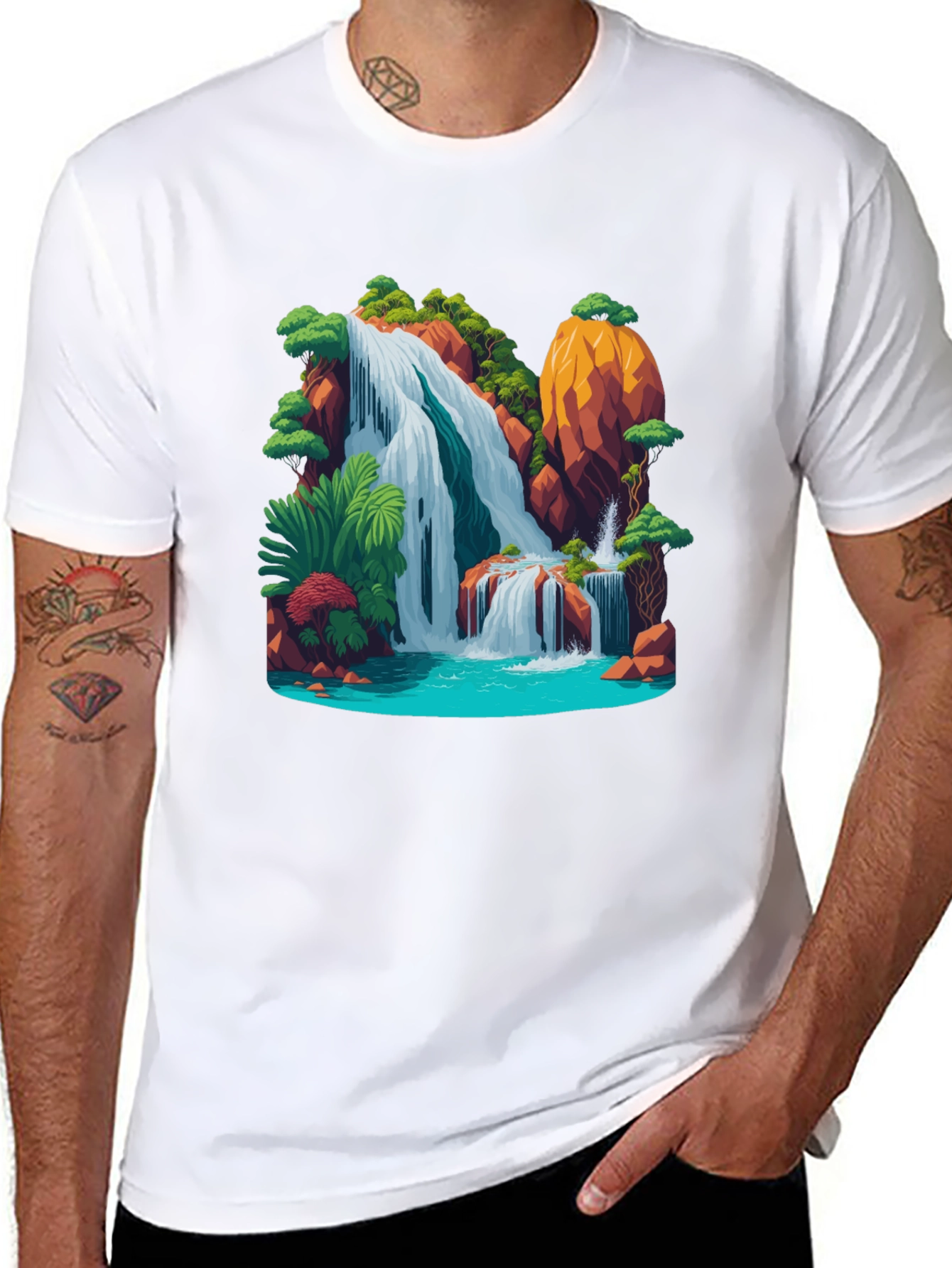 Waterfall Graphic Black T-Shirt