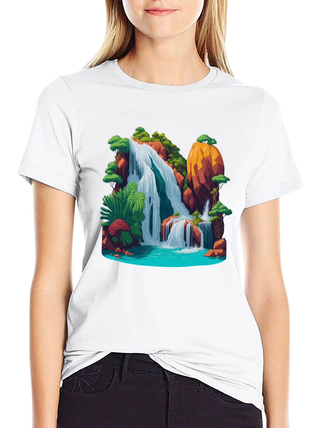 Waterfall Graphic Black T-Shirt