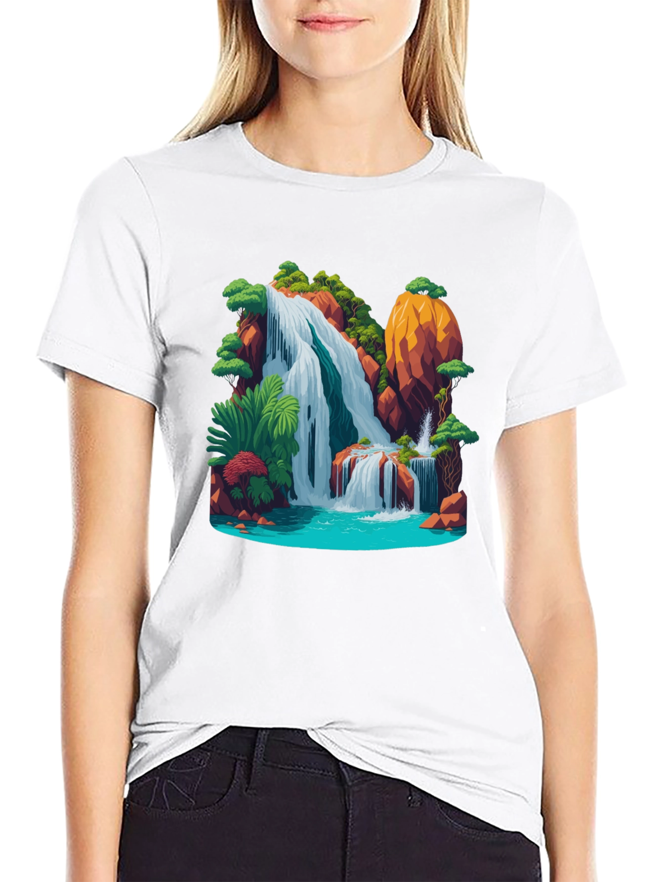 Waterfall Graphic Black T-Shirt
