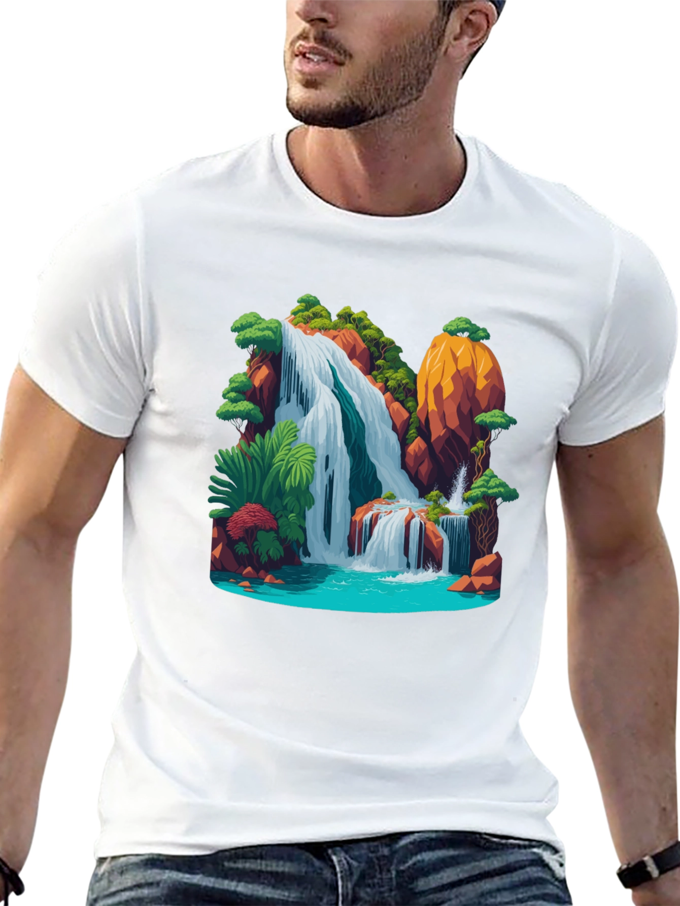 Waterfall Graphic Black T-Shirt