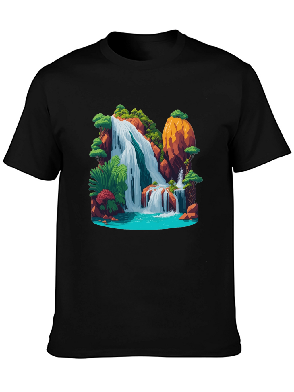 Waterfall Graphic Black T-Shirt