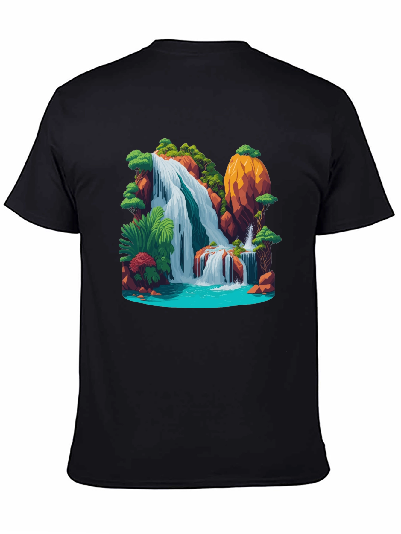 Waterfall Graphic Black T-Shirt