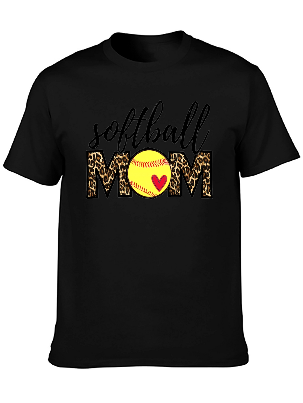 Softball Mom Leopard Print T-Shirt