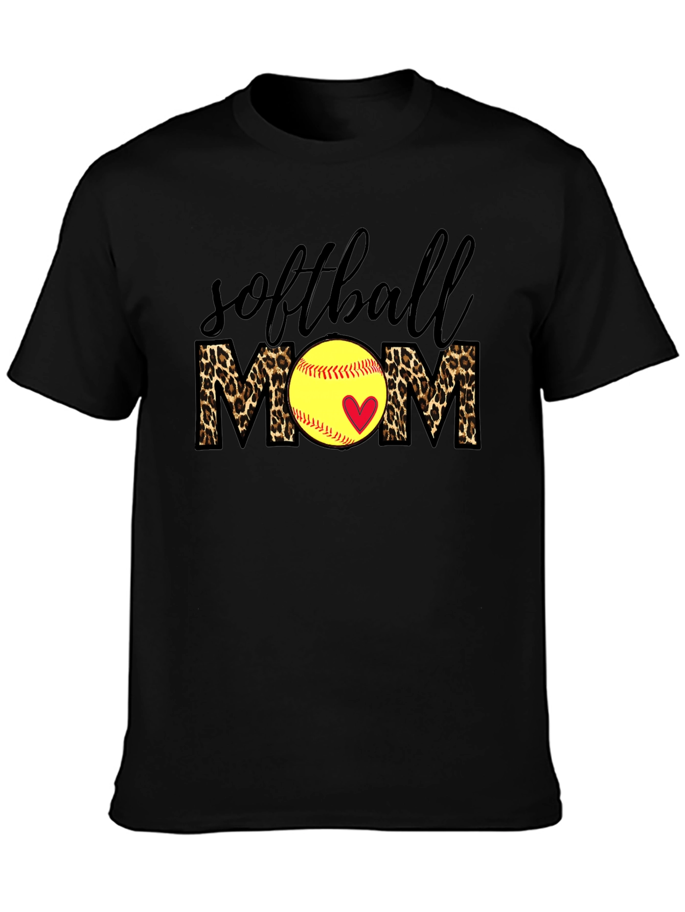 Softball Mom Leopard Print T-Shirt