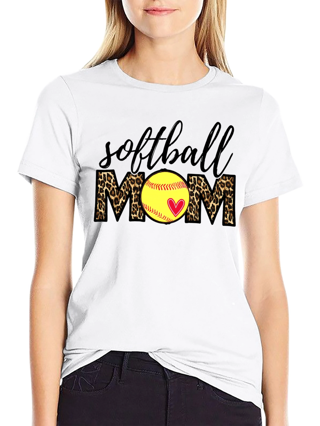 Softball Mom Leopard Print T-Shirt
