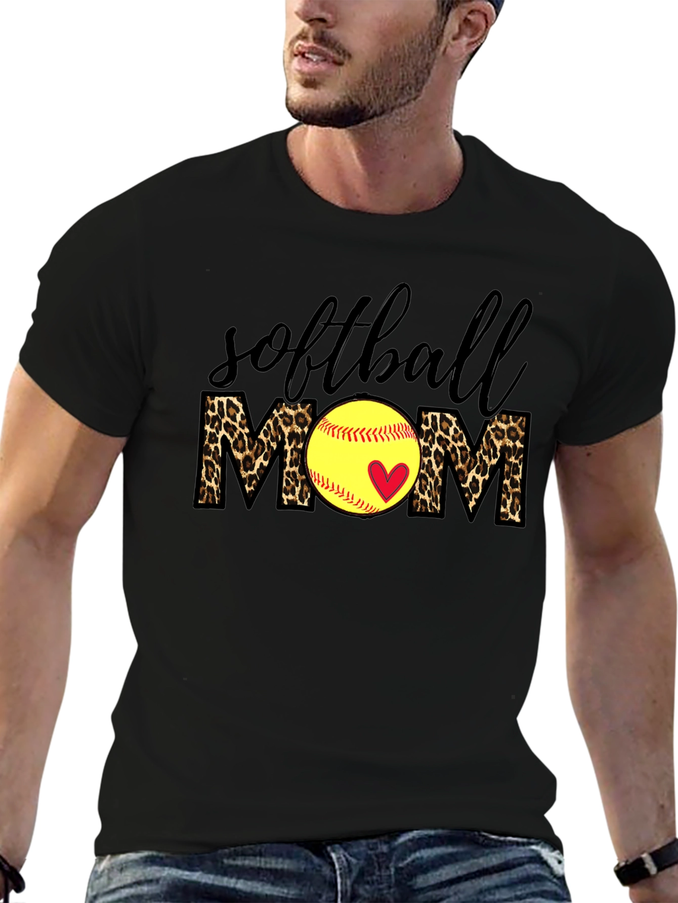 Softball Mom Leopard Print T-Shirt