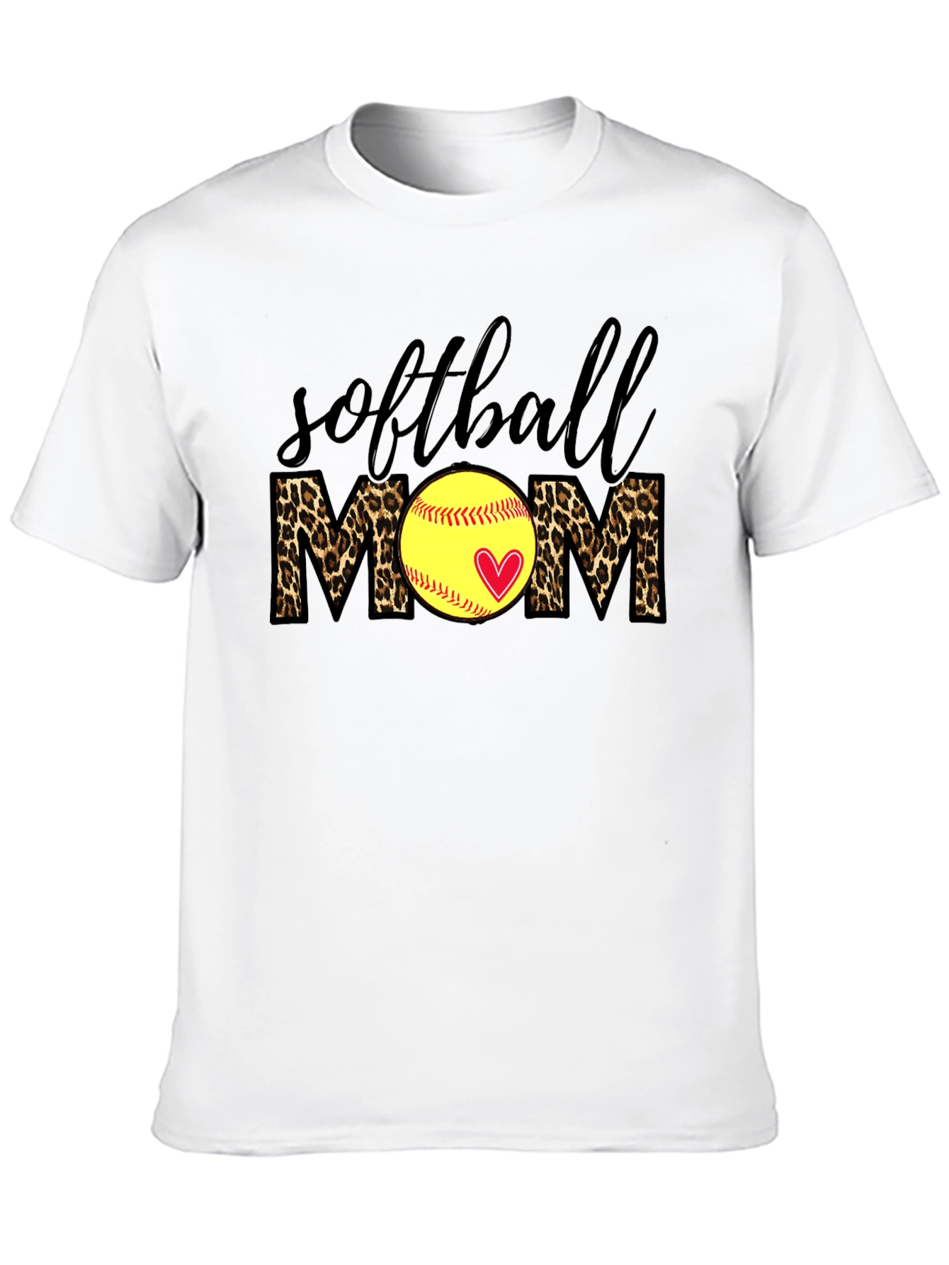 Softball Mom Leopard Print T-Shirt