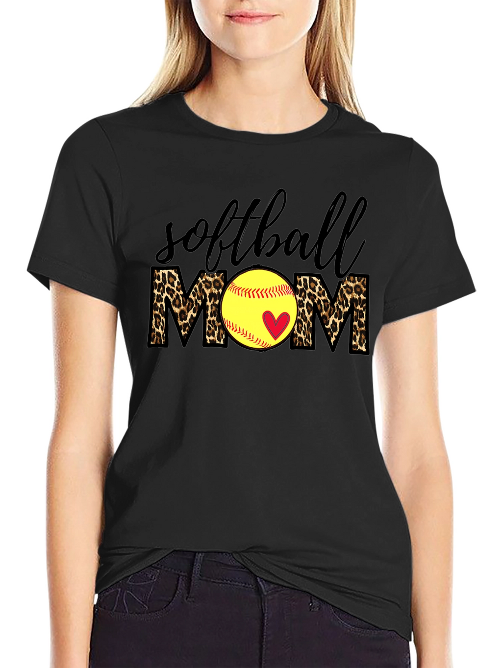 Softball Mom Leopard Print T-Shirt