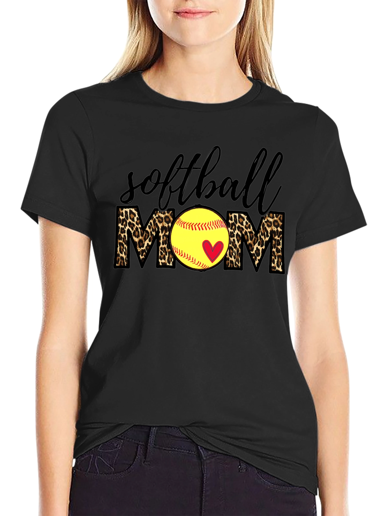 Softball Mom Leopard Print T-Shirt