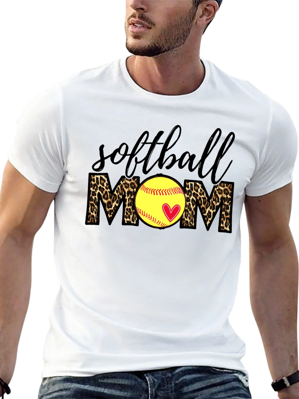 Softball Mom Leopard Print T-Shirt
