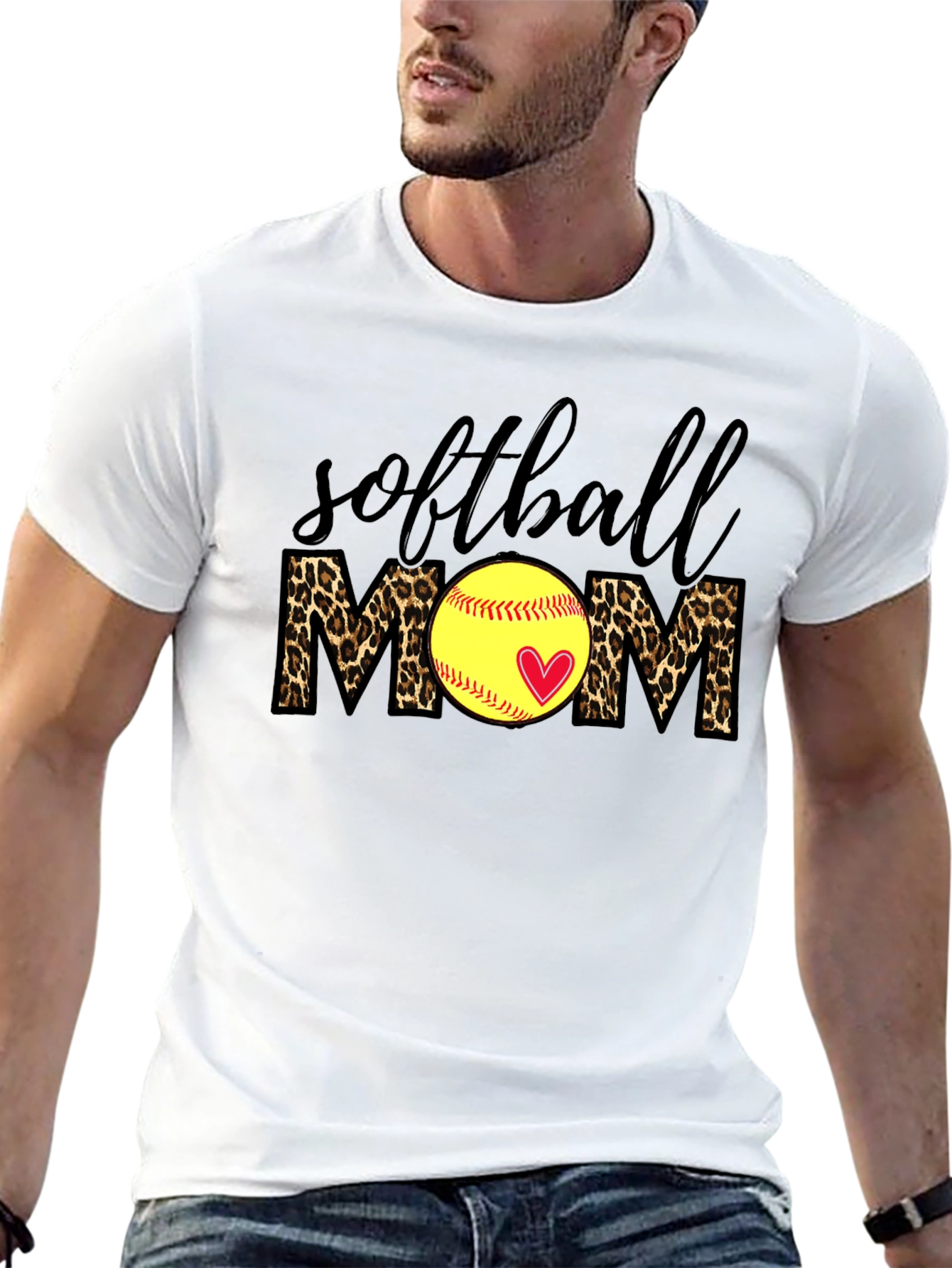 Softball Mom Leopard Print T-Shirt