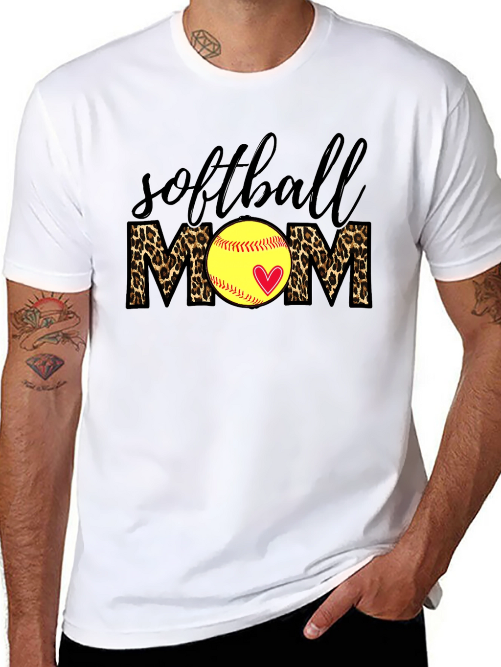 Softball Mom Leopard Print T-Shirt