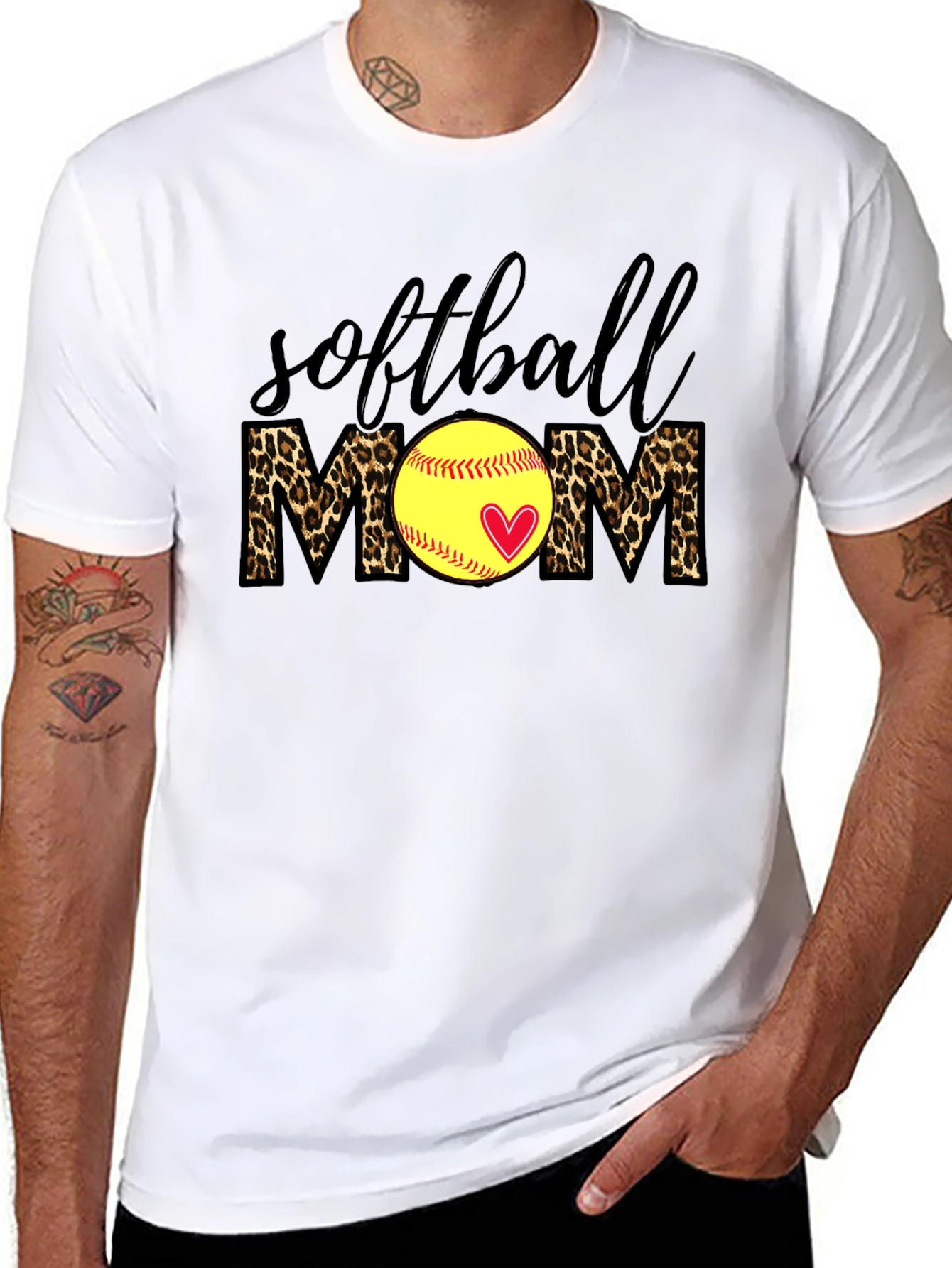 Softball Mom Leopard Print T-Shirt