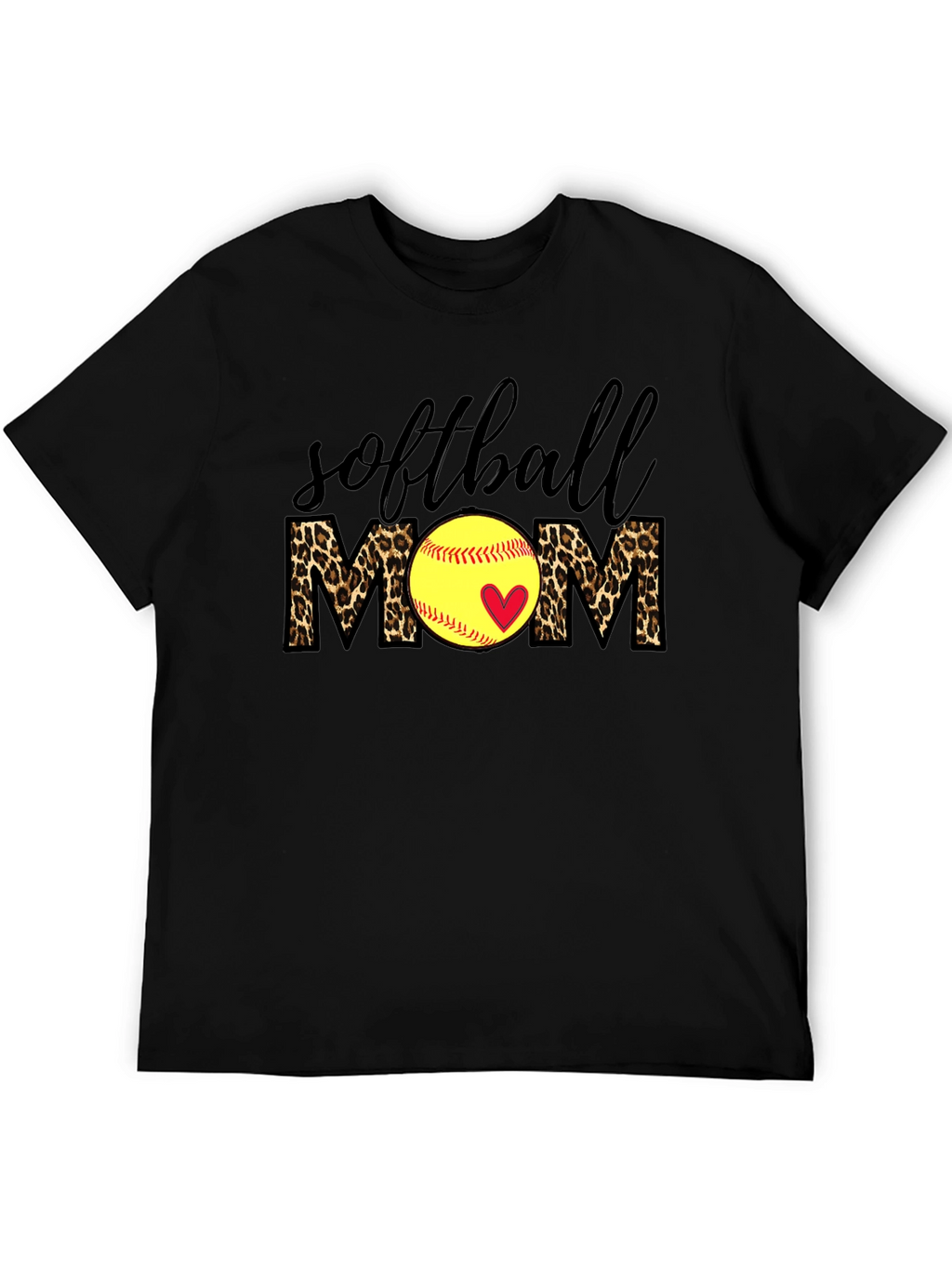 Softball Mom Leopard Print T-Shirt