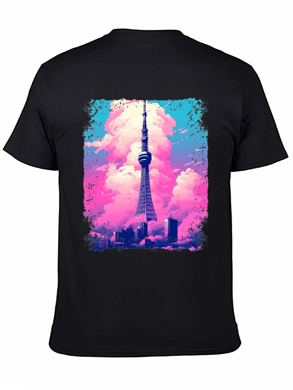Tokyo Tower Graphic Tee - Artistic Black T-Shirt