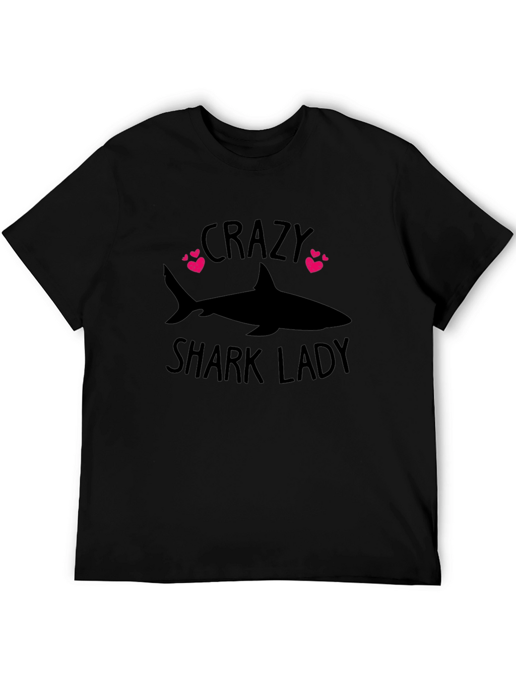 Crazy Shark Lady T-Shirt - Black Graphic Tee
