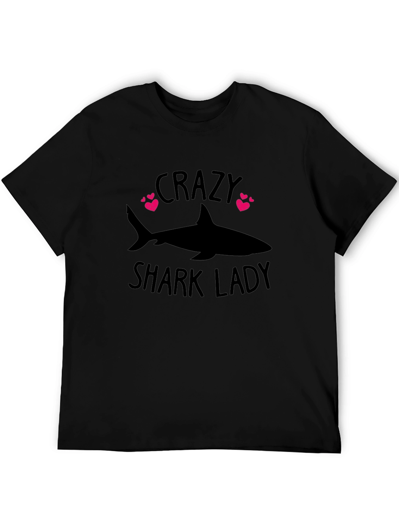 Crazy Shark Lady T-Shirt - Black Graphic Tee