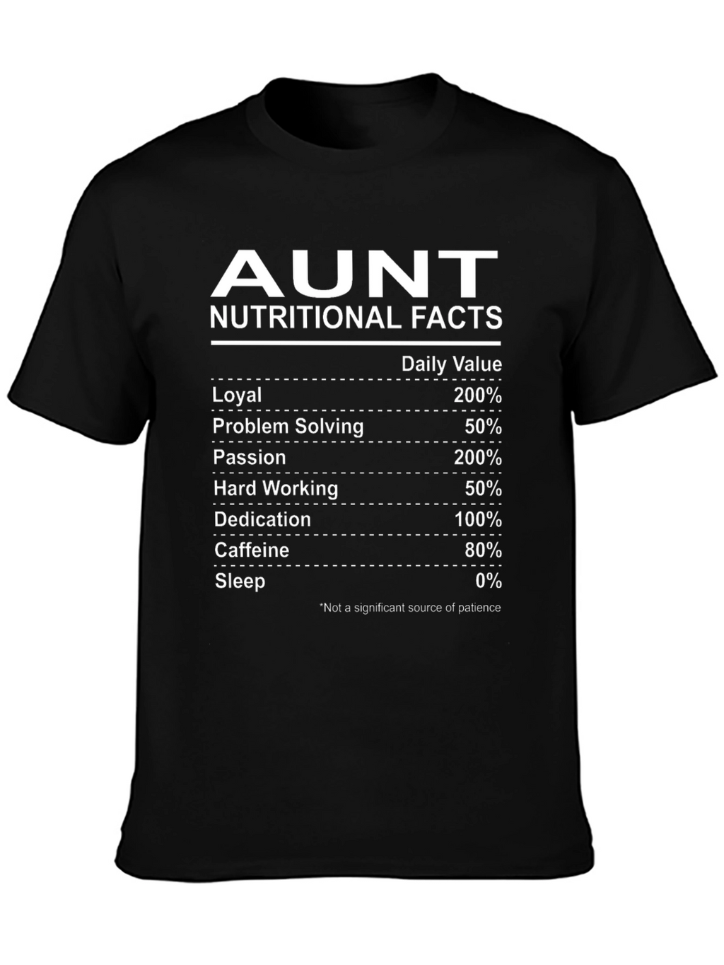 Aunt Nutritional Facts T-Shirt Funny Auntie Gift