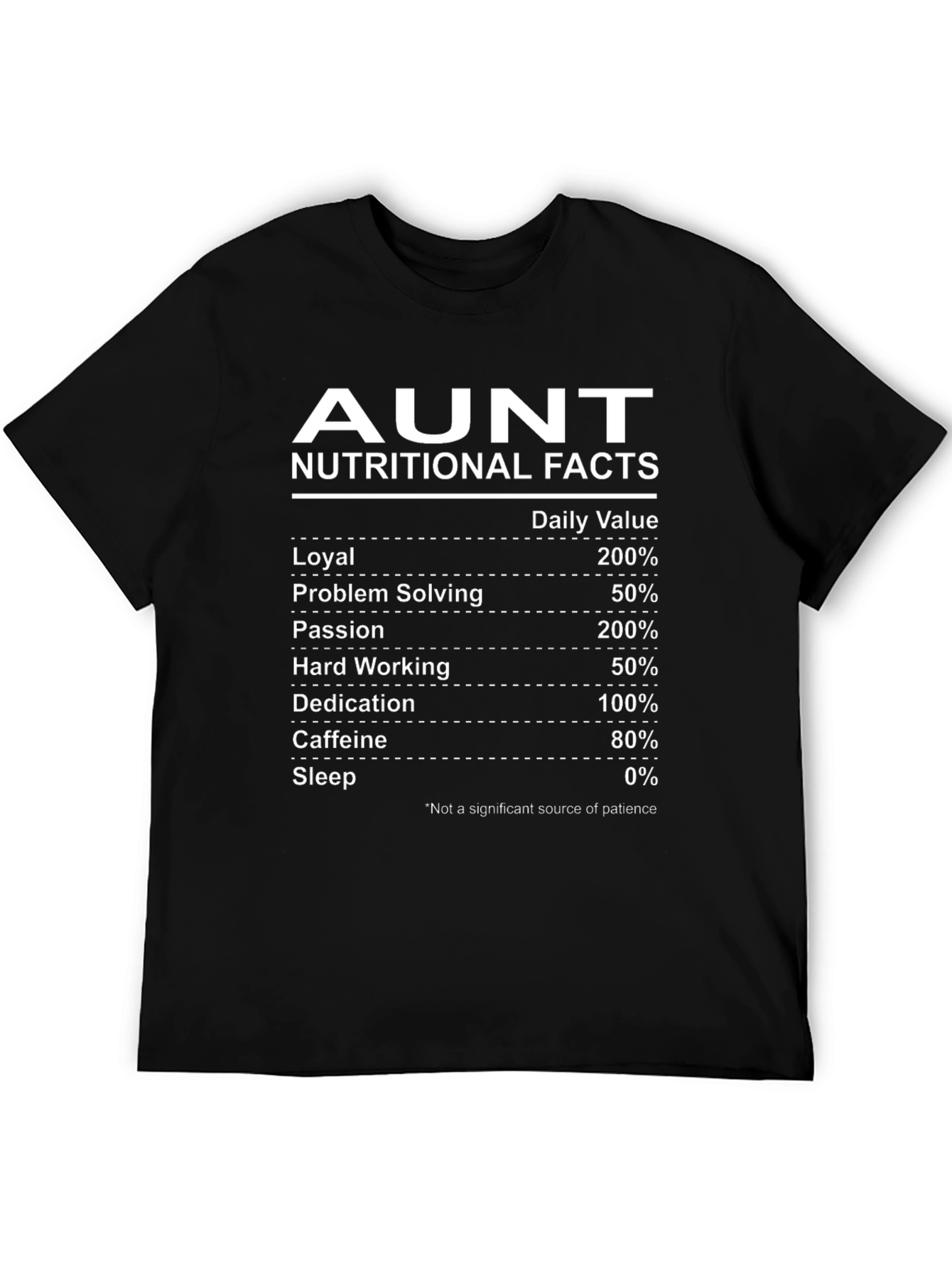 Aunt Nutritional Facts T-Shirt Funny Auntie Gift