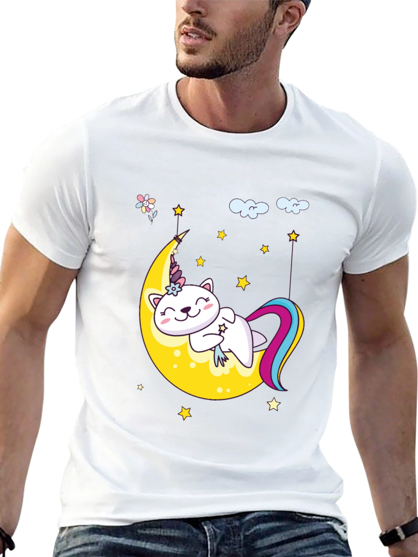 Cute Unicorn Cat Moon T-Shirt