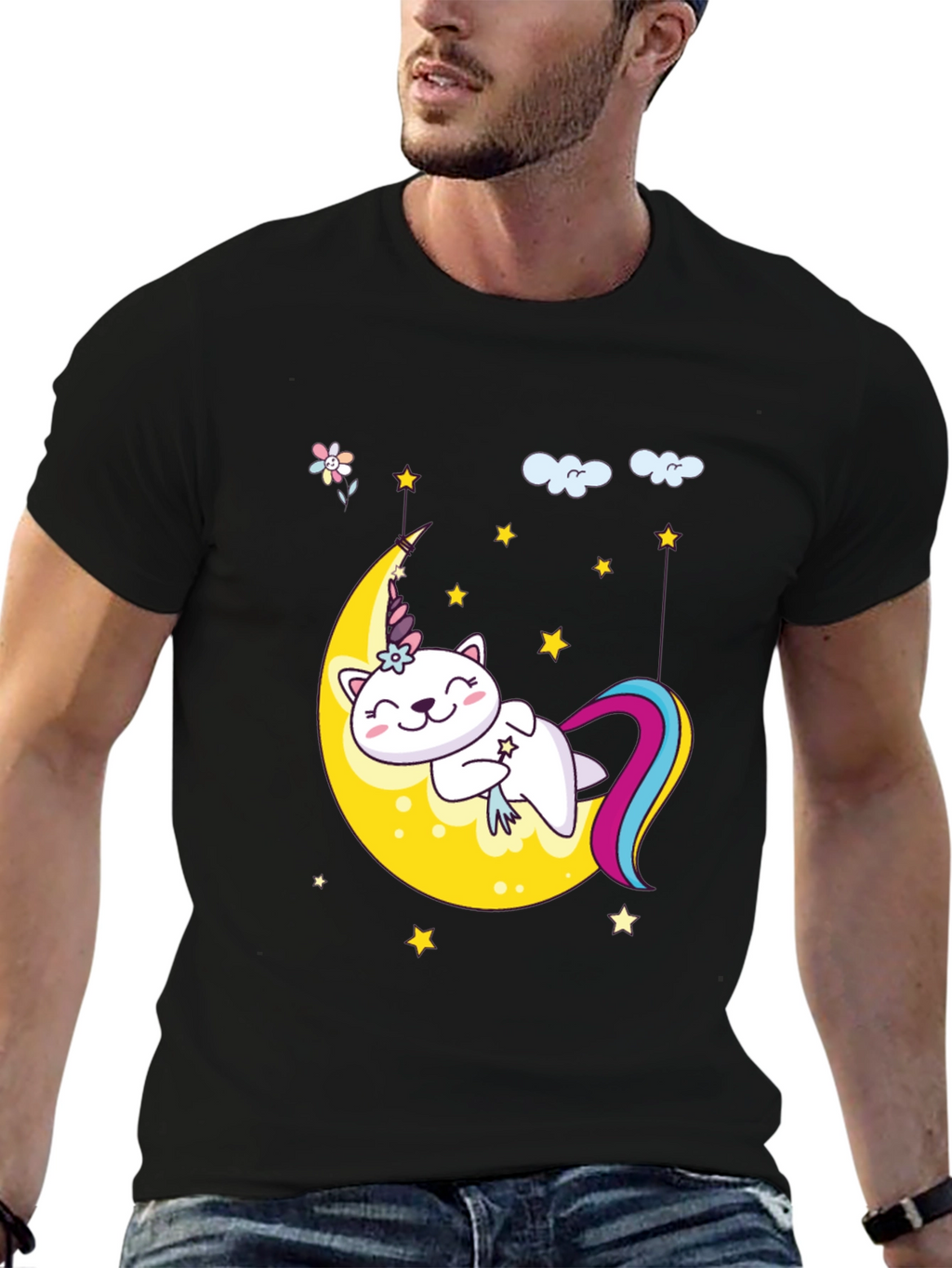 Cute Unicorn Cat Moon T-Shirt