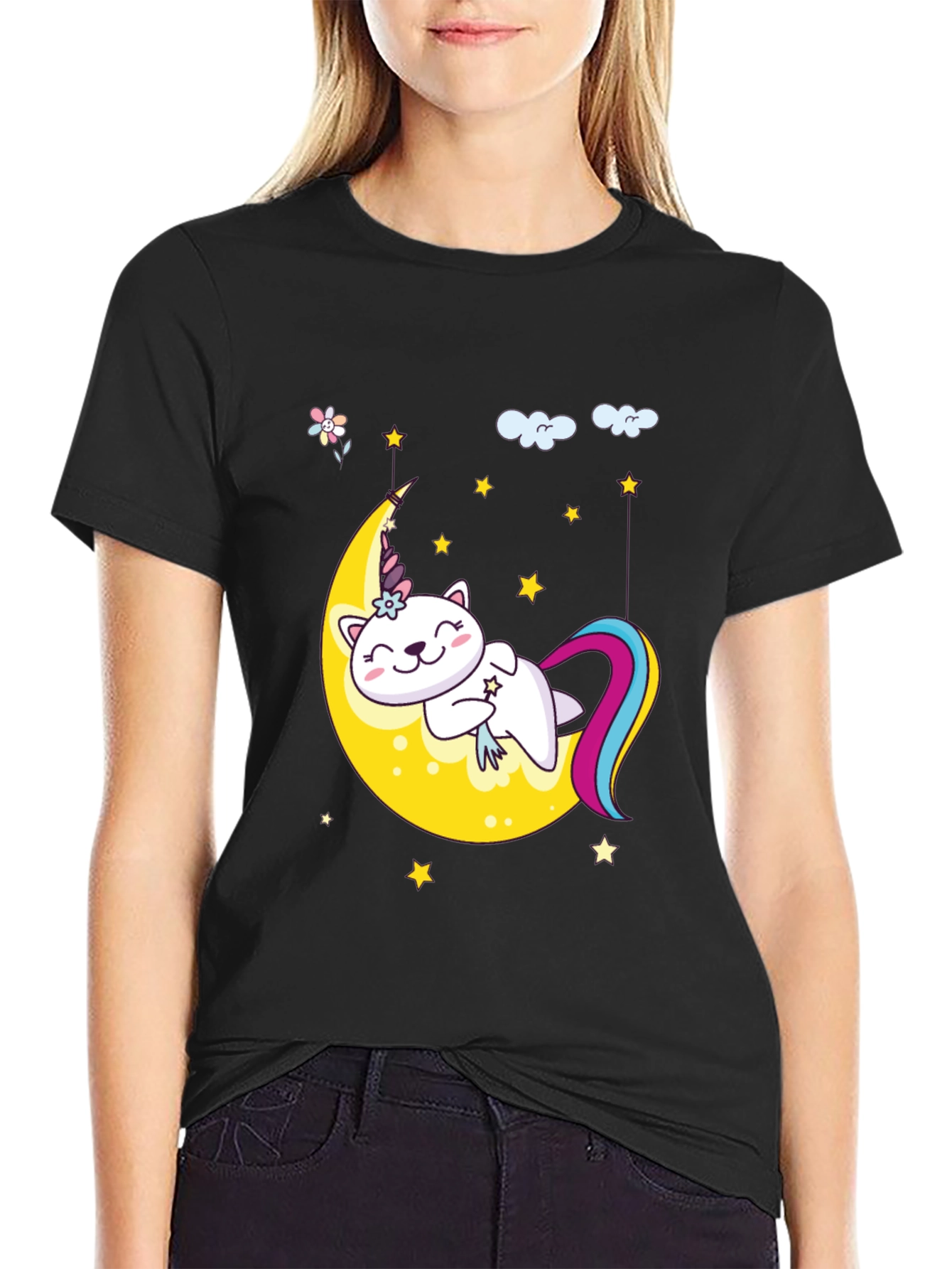 Cute Unicorn Cat Moon T-Shirt
