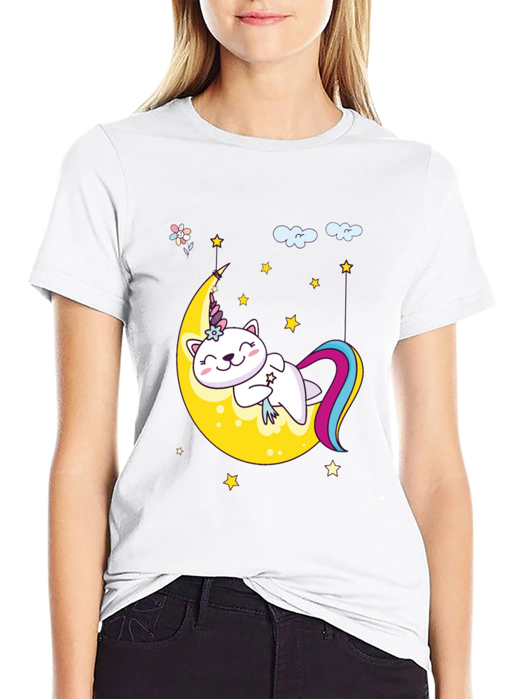 Cute Unicorn Cat Moon T-Shirt
