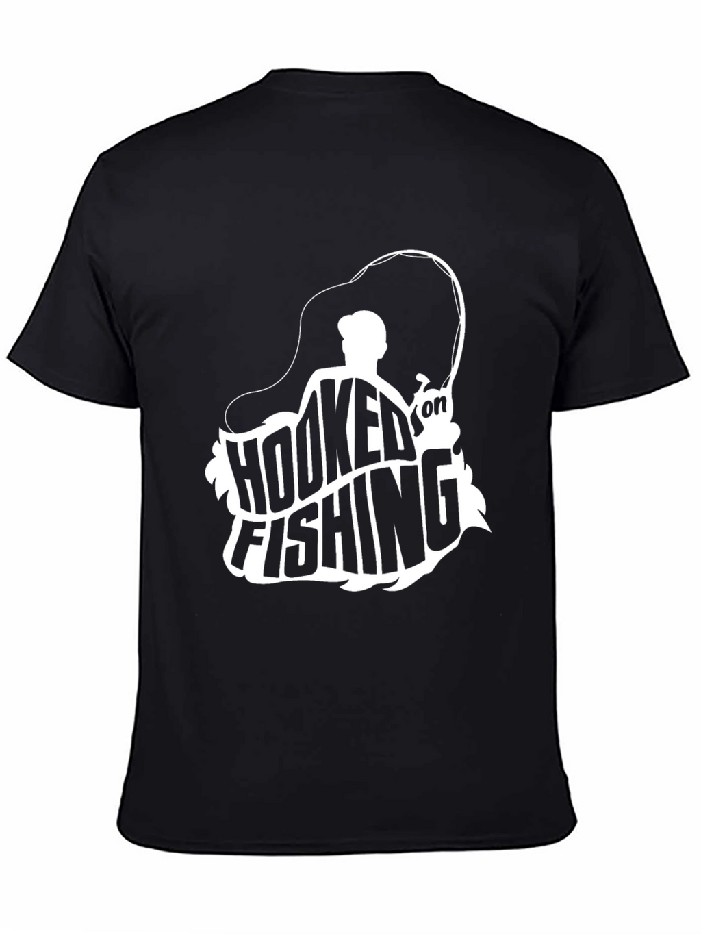 Hooked on Fishing Graphic Tee - Black Cotton