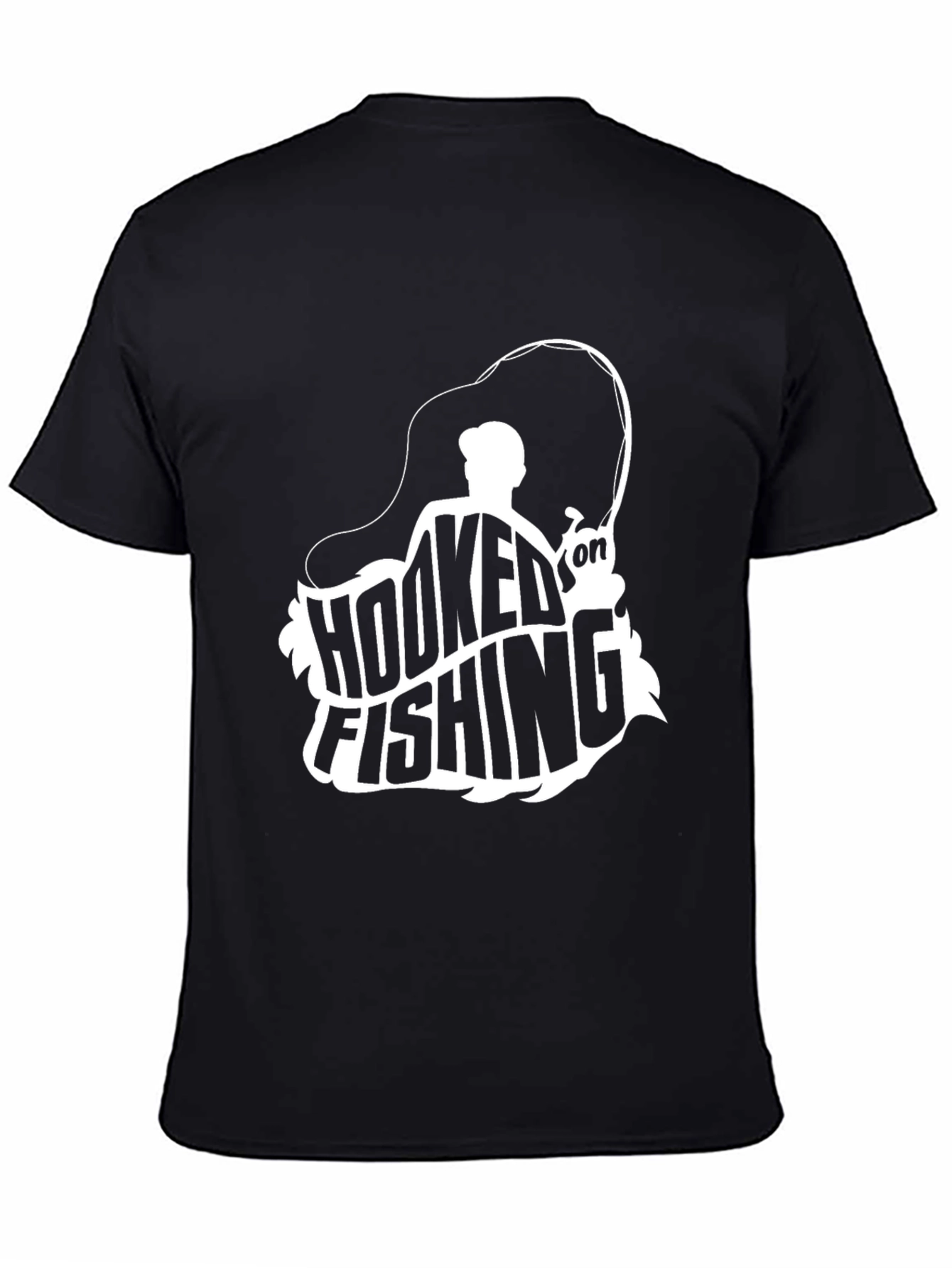 Hooked on Fishing Graphic Tee - Black Cotton